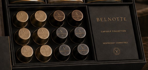 The Belnotte Capsule Collection — Nespresso®-compatible capsules in the house presentation tray